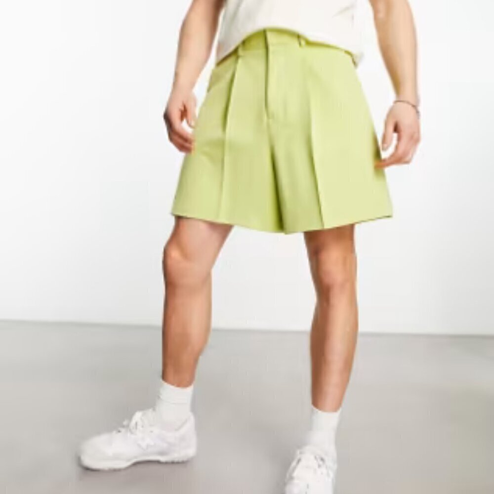 ASOS DESIGN Men's Size W34" Mint Green Cropped Bermuda Shorts Inseam 8" F10156 - Picture 2 of 11
